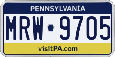 PA license plate MRW9705