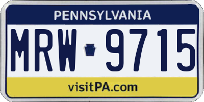 PA license plate MRW9715