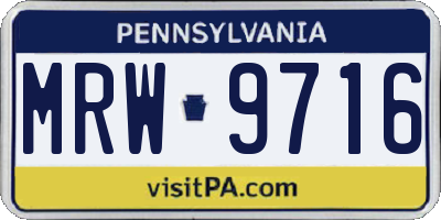 PA license plate MRW9716