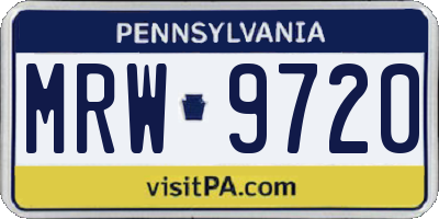 PA license plate MRW9720