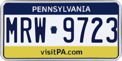 PA license plate MRW9723