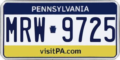 PA license plate MRW9725