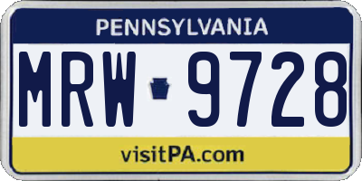 PA license plate MRW9728