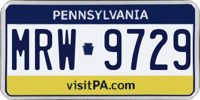 PA license plate MRW9729