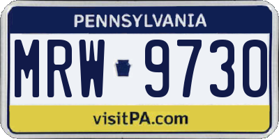 PA license plate MRW9730
