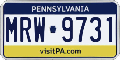 PA license plate MRW9731