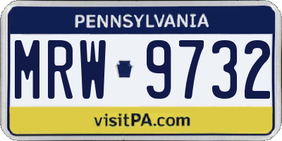PA license plate MRW9732