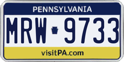 PA license plate MRW9733