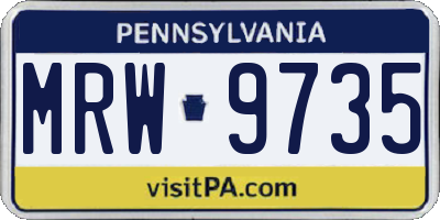 PA license plate MRW9735