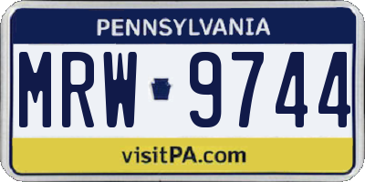PA license plate MRW9744