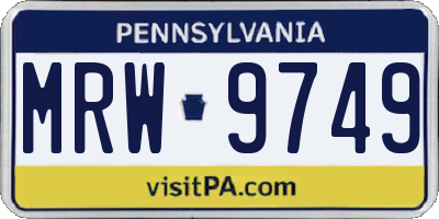 PA license plate MRW9749