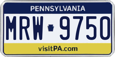 PA license plate MRW9750