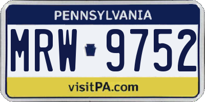 PA license plate MRW9752