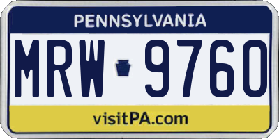 PA license plate MRW9760