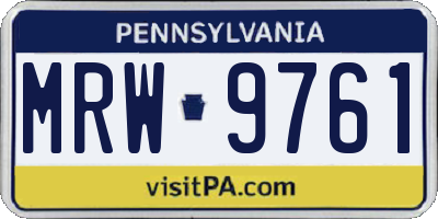 PA license plate MRW9761