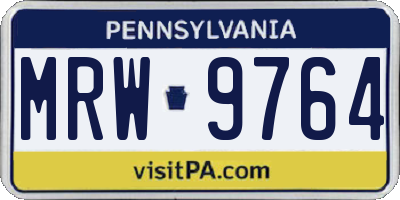 PA license plate MRW9764