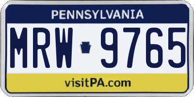 PA license plate MRW9765