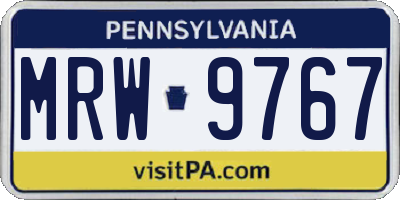 PA license plate MRW9767