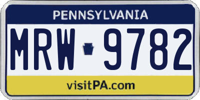 PA license plate MRW9782