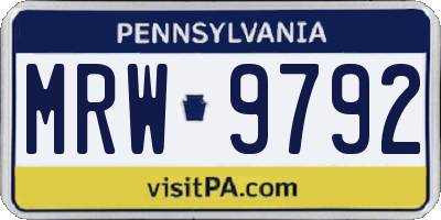PA license plate MRW9792