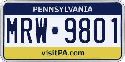PA license plate MRW9801