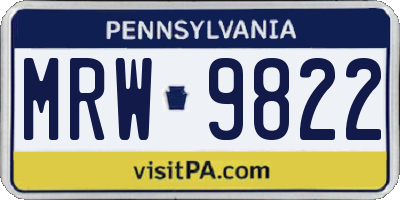 PA license plate MRW9822