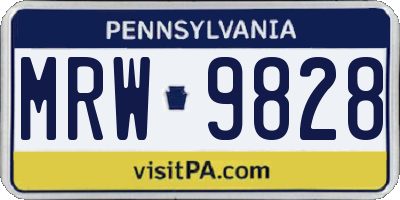 PA license plate MRW9828