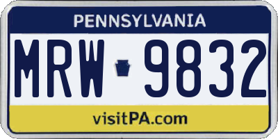 PA license plate MRW9832