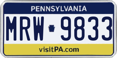 PA license plate MRW9833