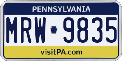 PA license plate MRW9835