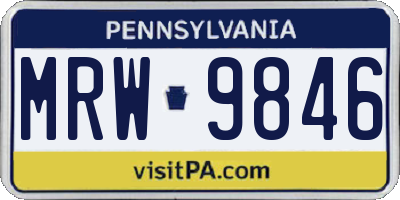 PA license plate MRW9846