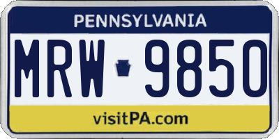 PA license plate MRW9850