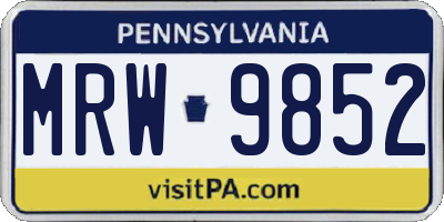 PA license plate MRW9852