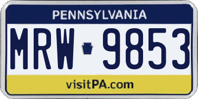 PA license plate MRW9853