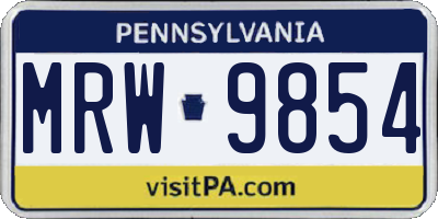 PA license plate MRW9854