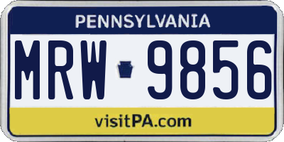 PA license plate MRW9856