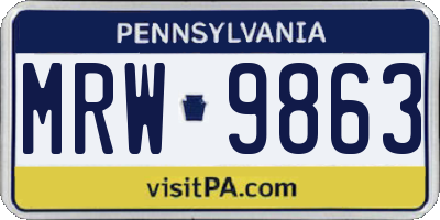 PA license plate MRW9863