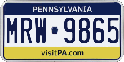PA license plate MRW9865