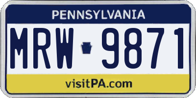 PA license plate MRW9871