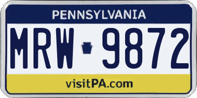 PA license plate MRW9872