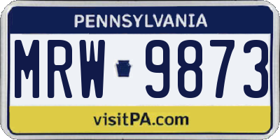 PA license plate MRW9873