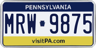 PA license plate MRW9875