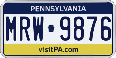 PA license plate MRW9876