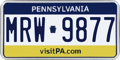 PA license plate MRW9877