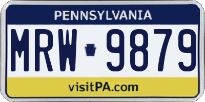 PA license plate MRW9879