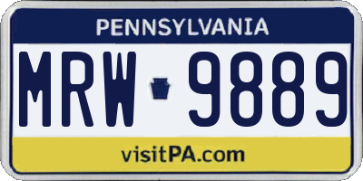PA license plate MRW9889