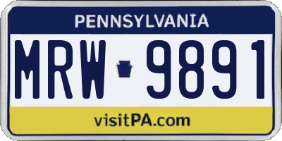 PA license plate MRW9891