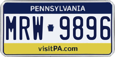 PA license plate MRW9896