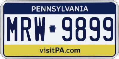 PA license plate MRW9899