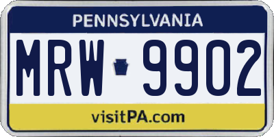 PA license plate MRW9902